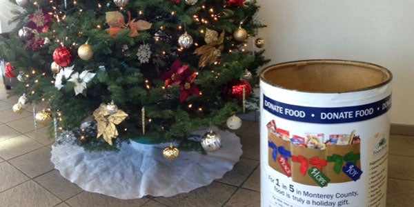 food bank tin and tree